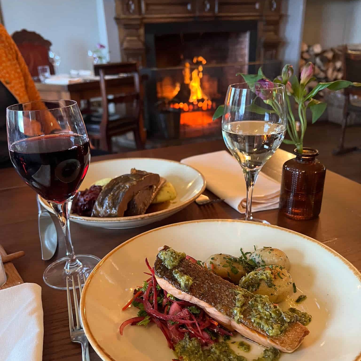 Meals placed on a table at The Victoria restaurant